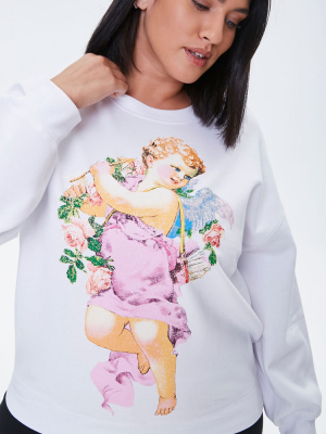 Plus Size Angel Graphic Pullover