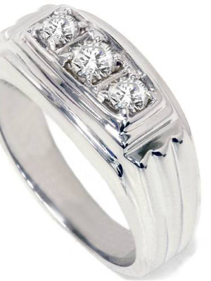 Pompeii3 3/4ct Diamond Mens 14k White Gold Wedding Ring