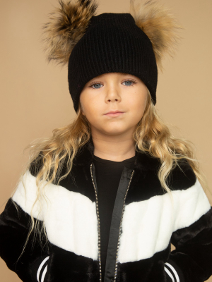 Black Pom Pom Hat