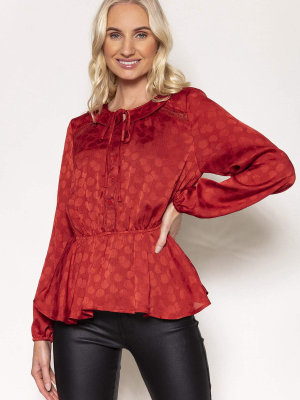 Peplum Polka Top In Red