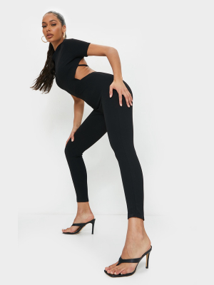 Black High Neck Tie Back Jumpsuit