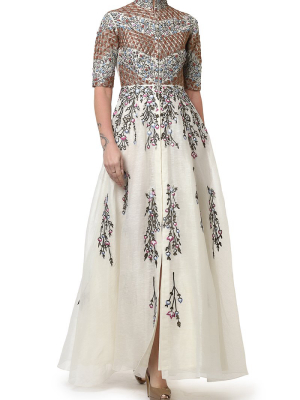 Front-opening Embroidered Gown