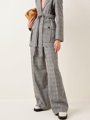 Checked Wool-blend Wide-leg Pants