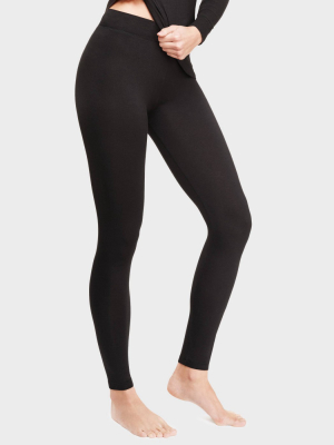 Warm Essentials By Cuddl Duds Women's Smooth Stretch Thermal Leggings - Black