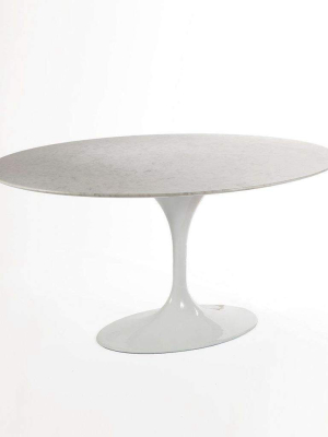 Carrara Marble Pedestal Dining Table - 60" Oval