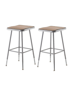 Adjustable Heavy Duty Square Steel Stool Gray - Hampton Collection