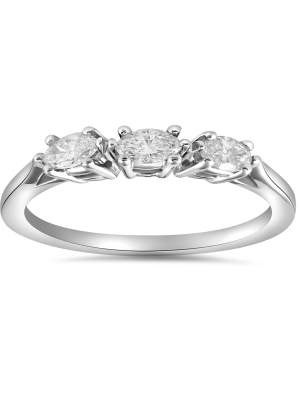 Pompeii3 1/3ct Marquise Diamond Wedding Ring Womens Stackable Band 14k White Gold