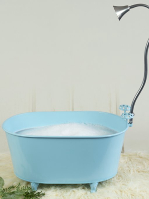 Footed Vintage Bathtub With Gooseneck Faucet - Aquamarine