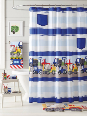 Trains And Trucks Printed Shower Curtain - Dream Factory