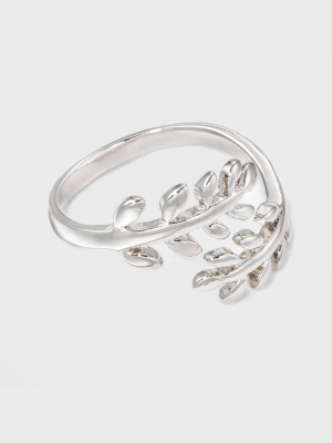 Silver Plated Leaf Bypass Ring - A New Day™ Silver