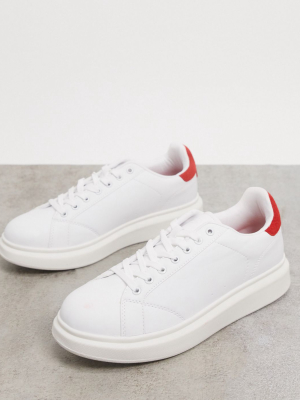 Pull&bear Sneakers In White With Contrast Detail