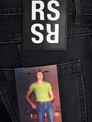 Raf Simons Back Logo Patch Flared Jeans