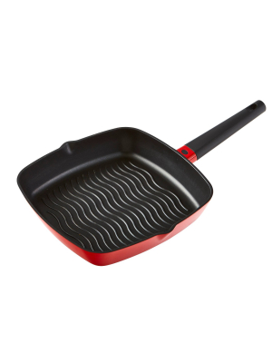 Imusa 11" Red Cast Aluminum Square Grill Pan With Soft Touch Handle