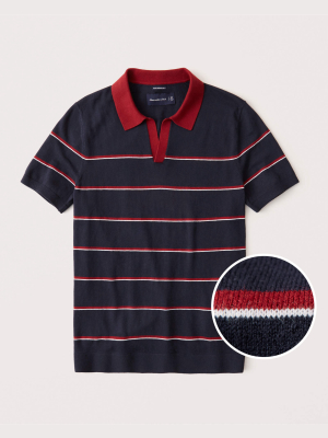 Cotton-silk Blend Johnny Collar Knit Polo