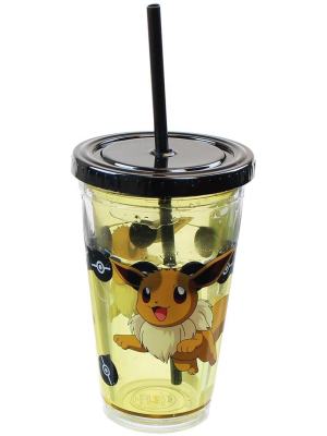 Just Funky Pokemon Eevee 18oz Carnival Cup W/ Floating Confetti Pokeballs