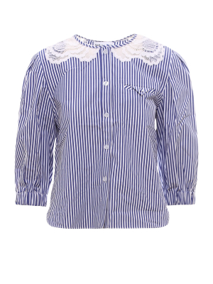 Self-portrait Embroidered Striped Blouse