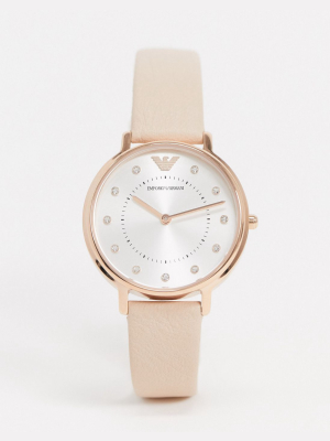Emporio Armani Ar2510 Kappa Leather Watch In Pink