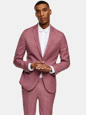 2 Piece Pink Skinny Fit Suit With Peak Lapels