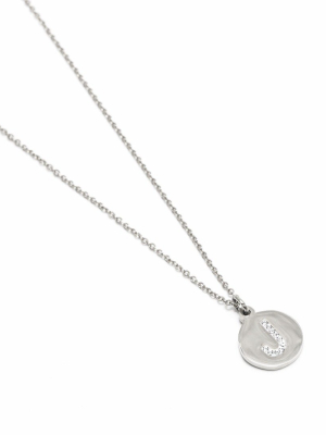 Crystal Initial Necklace Silver