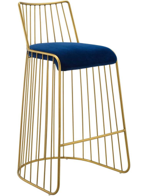 Ruth Velvet Bar Stool Gold/navy