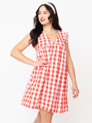 Red & White Gingham Summer Dress