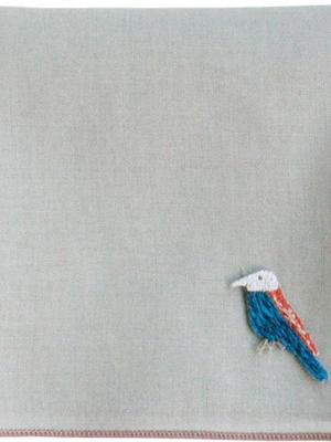 Embroidered Blue Bird Handkerchief