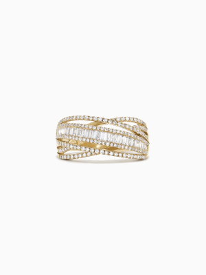 Effy D'oro 14k Yellow Gold Diamond Crossover Ring, 0.98 Tcw