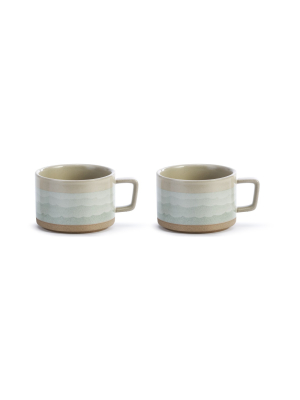 Demdaco Happiness Comes In Waves Soup Mug - Set Of 2 Blue