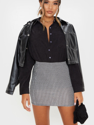 Dogtooth Check Print Mini Skirt