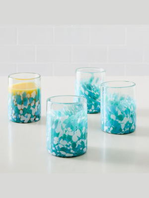 Mexican Confetti Double Old Fashioned Glasses - Blue (set Of 4)