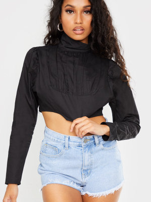 Petite Black Cropped Blouse