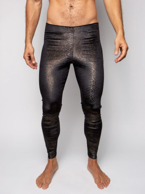 Snakeskin Black Velvet Leggings | Men's