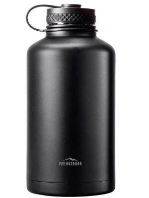 Monoprice Vacuum Sealed Wide Mouth Growler - Black - 64oz. | Bpa Free, Insulated, Sweatproof, Hot And Cold - Pure Outdoor Collection