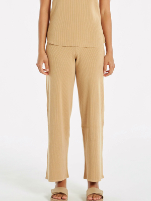 Signature Rib Knit Pant - Tan