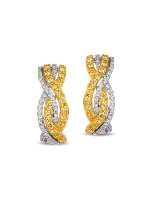 Effy Canare 14k 2-tone Gold Yellow And White Diamond Earrings, 0.87 Tcw