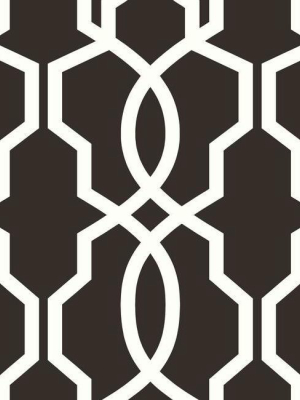 Hourglass Trellis Wallpaper In White And Black From The Geometric Resource Collection By York Wallcoverings