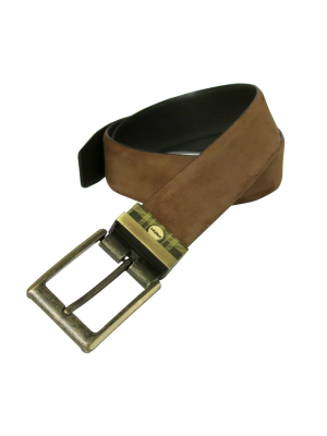 Leon Leather Reversible Belt In Camel/mocha