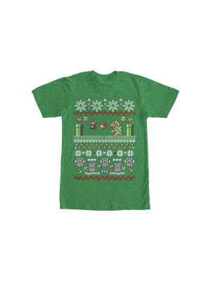 Men's Nintendo Ugly Christmas Mario And Bowser T-shirt