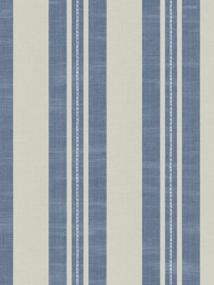 Linen Stripe Wallpaper In Denim And Soft Grey From The Day Dreamers Collection By Seabrook Wallcoverings