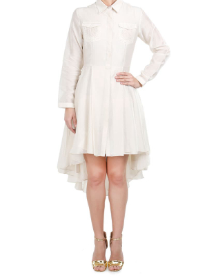 Embroidered Asymmetric Pocket-detailed Dress