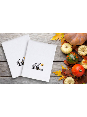 2pc Scary Halloween Hand Towel Set White - Linum Home Textiles