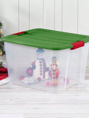 Sterilite 66qt Latching Bin Green Lid And Red Latch