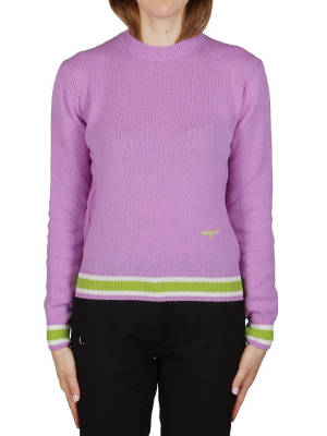 Msgm Logo Embroidered Knitted Jumper