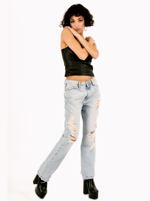 Alanis Boyfriend Distressed Denim Pants