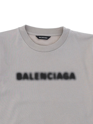 Balenciaga Kids Blurred Logo Printed T-shirt