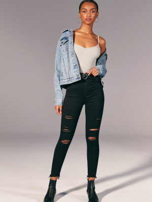 Ripped Ultra High Rise Super Skinny Ankle Jeans