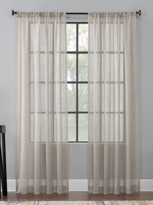 Celeste Textured Linen Blend Sheer Rod Pocket Curtain Panel - Scott Living