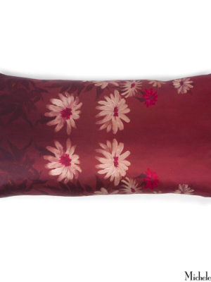 Silk Print Pillow Daisy Rouge 12x22