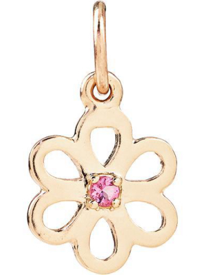 Birth Jewel Flower Charm With Pink Tourmaline