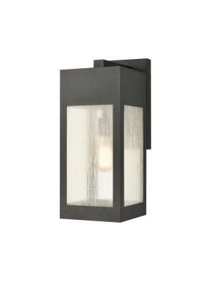 Angus 1-light Large Outdoor Sconce In Charcoal With Seedy Glass Enclosure